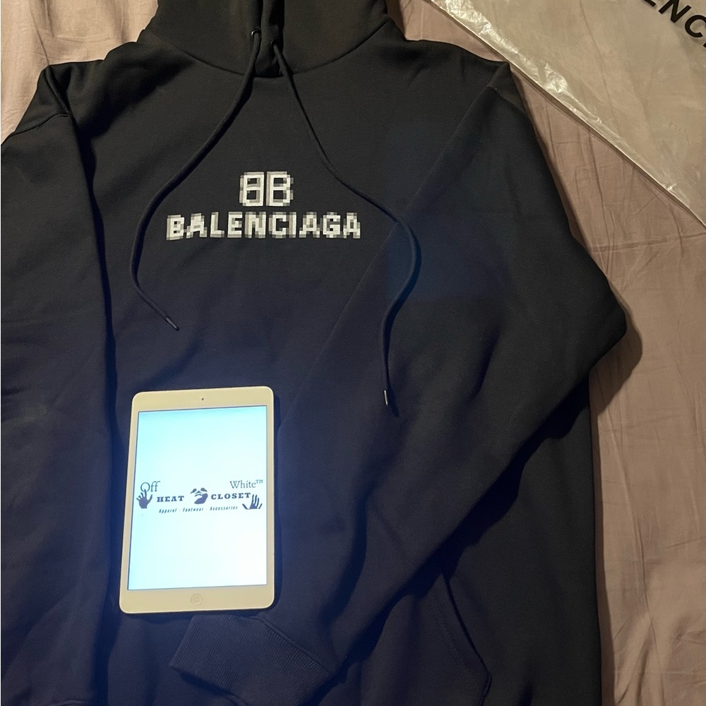 Balenciaga Pixel Logo-Print Hoodie